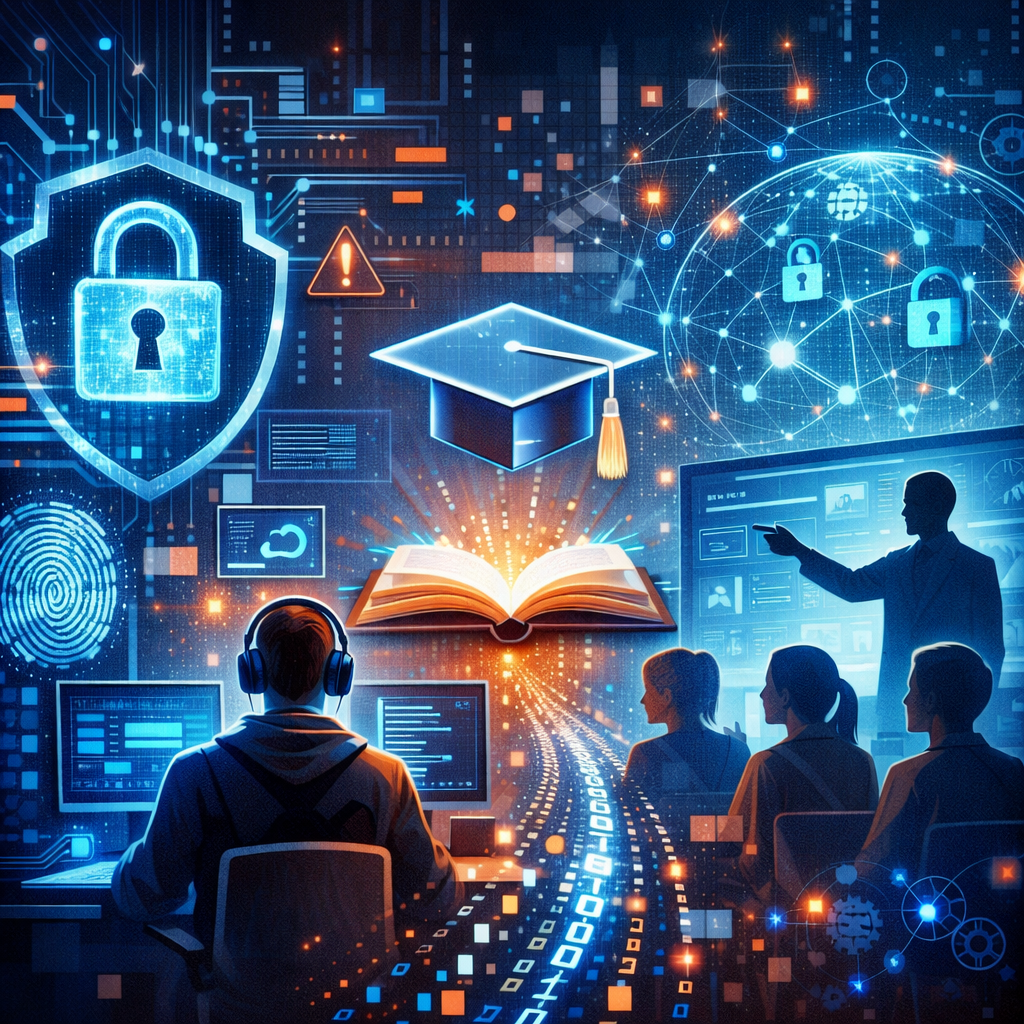 Gnre une image abstraite qui reprsente la technologie la cyberscurit la formation